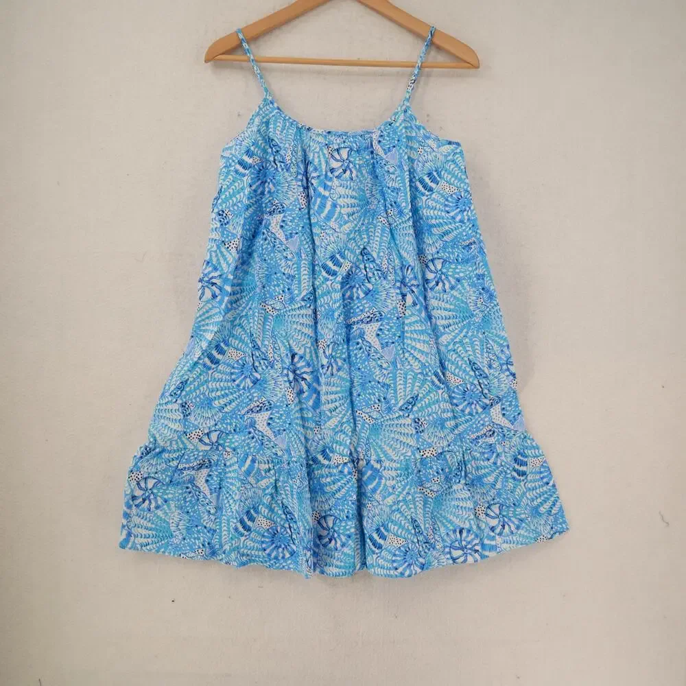 New Lilly Pulitzer Women's Small Jayden Linen Dress  Amalfi Blue by The Seashore - Picture 4 of 12